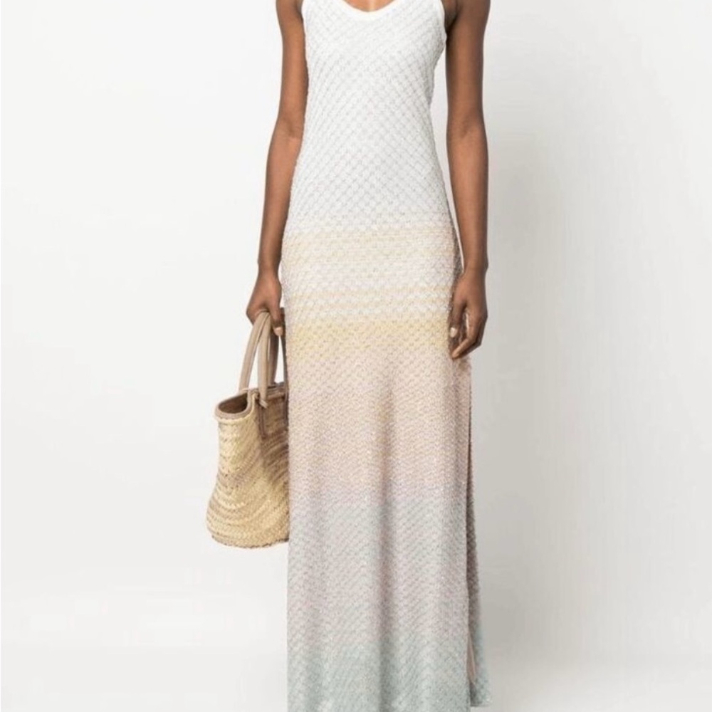 NWT Missoni Geometric Knit Scoop Neck Sleeveless Maxi Dress Multicolor
